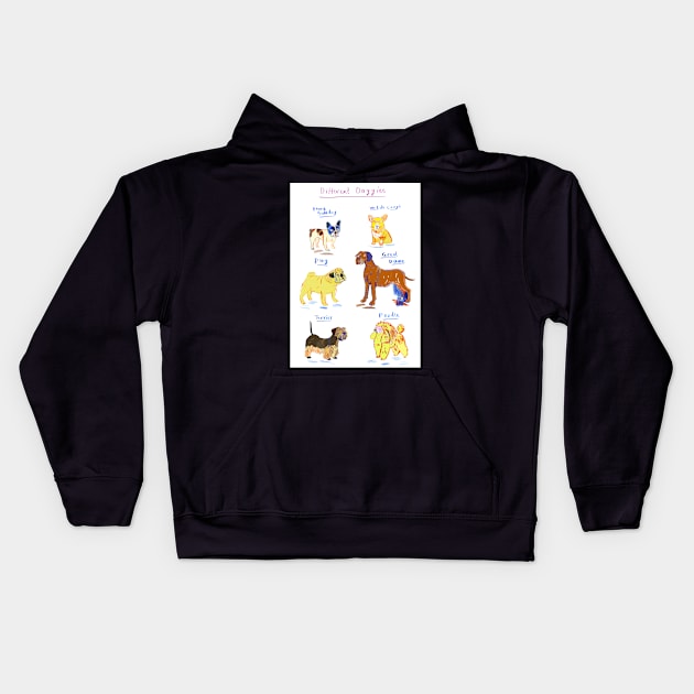 Doggies Kids Hoodie by OllieLett